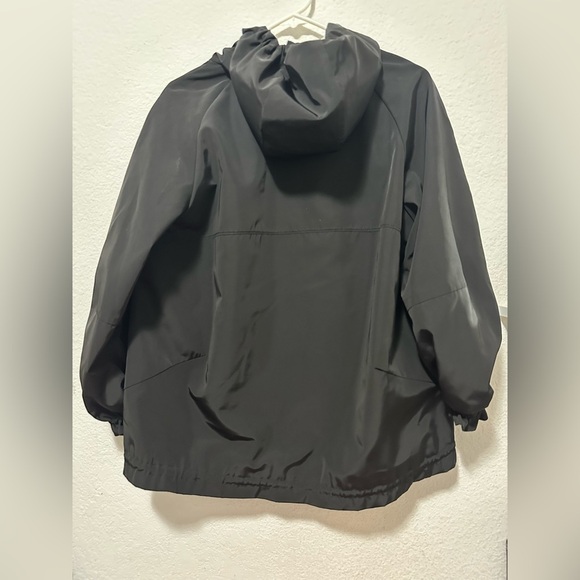 Black Ruffled Hoodie Zip Up Coat /Jacket one size Pea coat - Picture 4 of 6